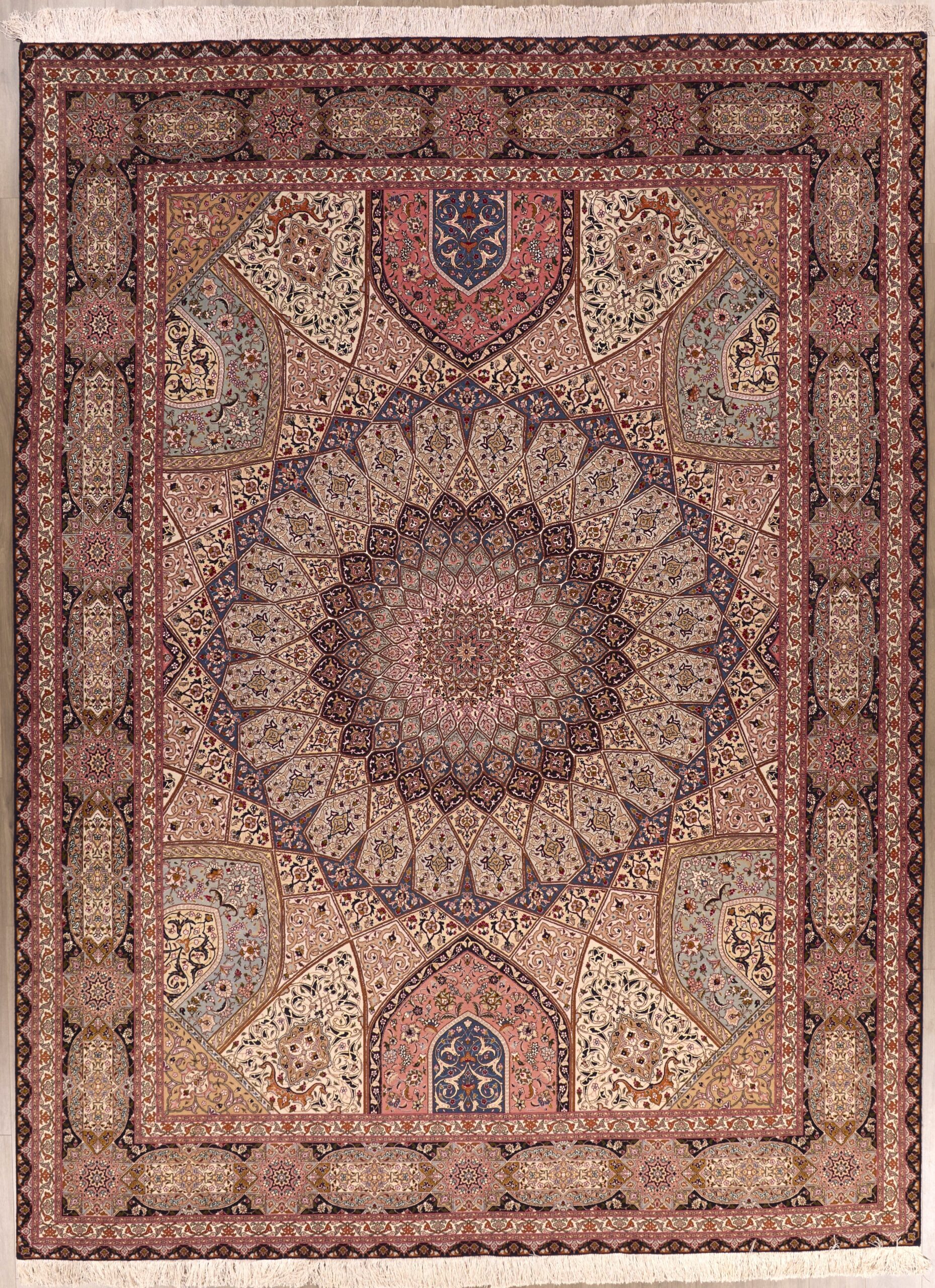 Fine Silk & Wool Persian Tabriz 14.2 x 10 - Image 2